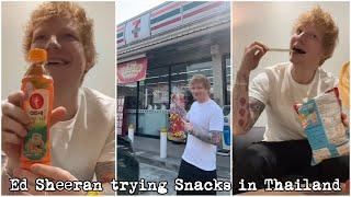 Ed Sheeran taste testing Snacks from 7-Eleven in Thailand 