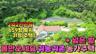 (NO.8588) 충남 홍성 산숲에 둘러쌓인 아늑한 단독주택과 넓은 밭 토지 659평 2179㎡ 주택 31평 102.27㎡ 2억2천만원