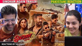 Pakistani Couple Reacts To Singham Again Trailer | Rohit Shetty Cop Universe | Ajay D | Kareena K