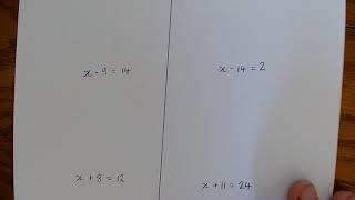 Part 1: Solving one step equations