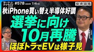 岡崎良介×木野内栄治【『半導体相場は次期iPhoneの売れ行き次第⁉選挙に向け10月頃から再騰』「ほぼトラ」でEV様子見｜ │2024年7月6日放送マーケットアナライズconnect（番組見逃し配信）