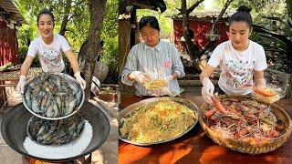 Amazing cooking skills: Yummy River shrimp with noodle recipe - Cooking by Sreypov