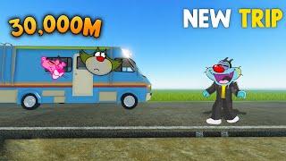 WE DOING NEW TRIP ON MAX SPEED IN LONG DUSTY ROAD in Roblox (SECRET 30,000M)!!!= (Roblox ft.Oggy)