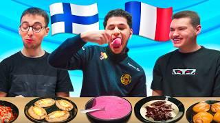 French people tasting Finnish food