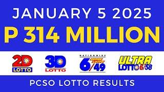 Lotto Result Today 9pm January 5 2025 PCSO