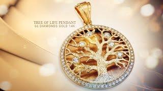 Tree of Life Pendant from Jerusalem | Diamonds Gold 14K | Jewelry by Anbinder