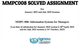 MMPC-008 Solved Assignment 2025 | IGNOU MBA Answers | Complete Solution | IGNOU | PDF | Solution