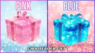 Choose YOUR gift2 gift box challenge Pink or Blue #chooseyourgift #pickonekickone #quiz