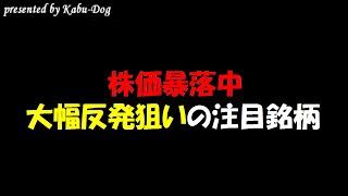 【株価暴落中】大幅反発狙いの注目銘柄