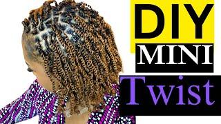 DetailedDIY How to Mini twists*Fine*Short*Thin*hair|TWA| added hair Twist Springy Afro