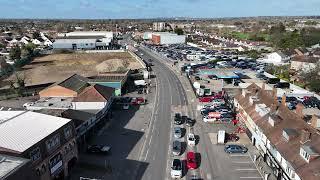 4K Drone Footage, Birds Eye View of Bath Road Slough UK.