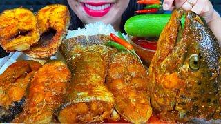 MASSIVE FISH FEAST! BIG FISH CURRY, FISH FRY, BASMATI RICE ASMR MUKBANG Eating Sounds