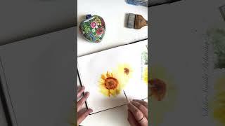 Lets Paint a sunflower composition without drawing #watercolorflorals #watercolortechnique