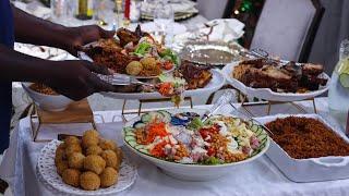 Cook With Me! Jollof, Baked Chicken, Rack of Pork, Yam Balls, Rainbow Sauce, Ghana Salad