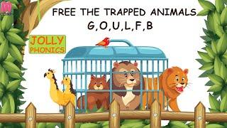 Jolly Phonics Activities for kids - Free the trapped animals | G, O, U, L, F, B | Part 3