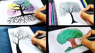 How to draw Tree - Tree Drawing Compilation #2 - SHN Best Art