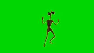 сиреноголовый танцует на зеленом фоне