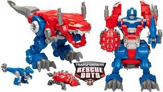 Transformers Rescue Bots Knight Watch Optimus Prime! Transforming T-Rex for Kids!