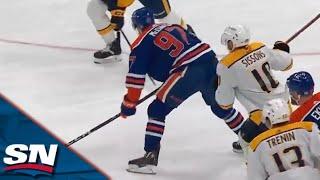 Connor McDavid Puts In A Big Second Effort To Bank It In Off Kevin Lankinen