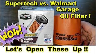 Walmart Supertech Oil Filter ST9688 vs. Fram Oil Filter Cor9688acc Oil Filter Cut Open