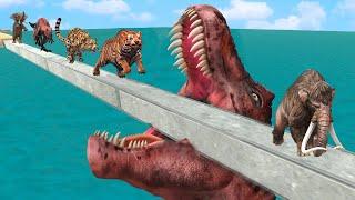 Prehistoric Mammals VS Modern Mammals Escaped From the Giant Tyrannosaurus Heads Animal Revolt Battl