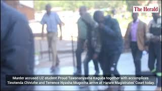 Proud Kaguda, Tinotenda Chivizhe & Terrence Nyasha Mugocha arrive at Harare Magistrates' Court