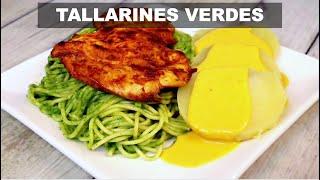 TALLARINES VERDES CON POLLO FRITO | RECETA PERUANA | Sabroso