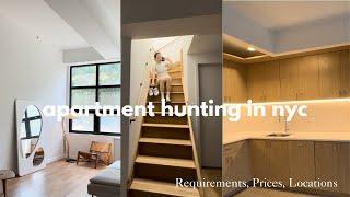 nyc apartment hunting | touring 5 apartments w/ prices, locations, tips