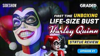 CREEPY! Harley Quinn Life Size Bust Sideshow Collectibles | Unboxing, Review, Graded| Episode 21