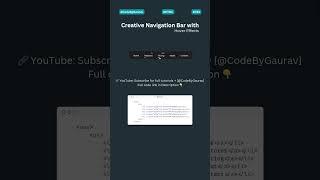 Creative Navbar Design Using HTML & CSS!  | How to Create a Unique Navigation Bar?#webdevelopment