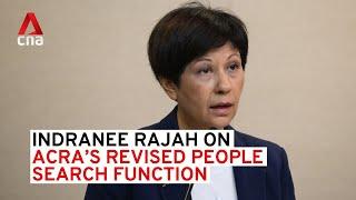 ACRA's revised search function will not show NRIC numbers: Indranee Rajah