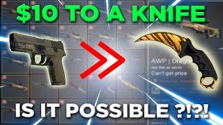 FROM $10 TO A CSGO KNIFE IN 2022.. IS IT POSSIBLE!?!?! (CSGOCOCK) | DIMISOFT