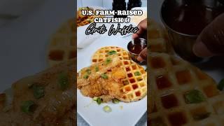 Catfish & Grits Waffles with Cajun Honey Butter #friedcatfish #southerncooking #southernrecipes