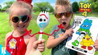 Little Flash and Ava Play a Toy Story 4 Movie Art Challenge!