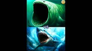 the bloop vs megalodon°mosasaurus°giant moray eel°hippocampus #shorts #viral #monster #the