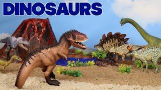 Meet the Dinosaurs! | Epic Dino Diorama with an Erupting Volcano!