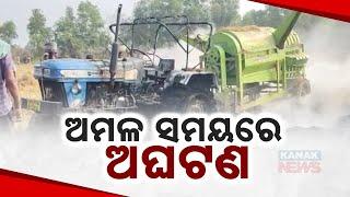 Short Circuit Sparks Fire, Destroying Rice Thresher, Tractor, And Harvest In Khallikote