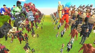 MARVEL HUMAN WAR - MARVEL TEAM vs HUMAN TEAM - Animal Revolt Battle Simulator