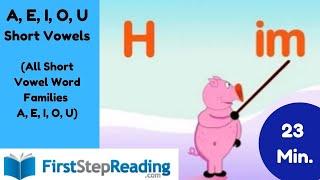 A E I O U / Three Letter Blending, Phonics, Reading CVC Words, Kindergarten, First Grade, Preschool