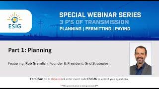 Special Transmission Webinar Series -   Part 1: Planning