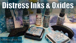 Distressed Inks and Distress Oxides demonstrated on multiple papers