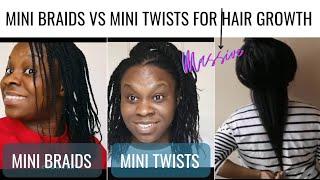 GROW NATURAL HAIR LONG Mini Braids vs Mini Twists  2022 challenge