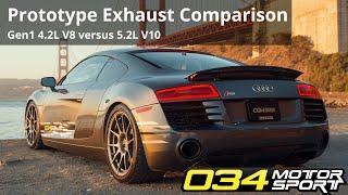 034Motorsport Audi R8 Prototype Exhaust Demonstration - 4.2L V8 versus 5.2L V10