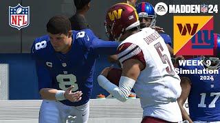 Madden 24 Commanders vs Giants Week 9 Sim 2024 Full 15 Minute Quarters (Madden 25 Roster) Game Play