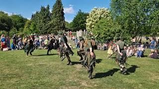 Hawthorn and Hare Morris dance White Ladies at the Bradford on Avon Green Man Festival 2025