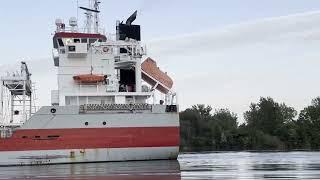 Tranquil Reflections: Watching the Wagenborg Vessel cruise down the Welland Canal #stlawerenceseaway