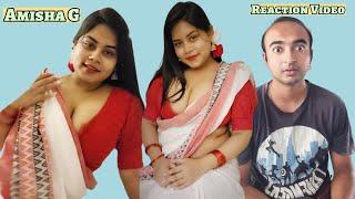 Amisha G Arisha Begam Bong Girl Cute Saree Reaction Video Live On youtube I Reaction Vibes