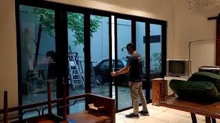 6-panel sliding door with accordion screen