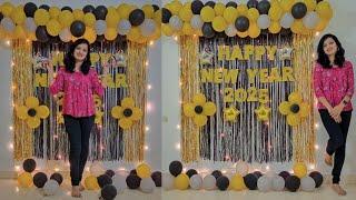 New Year Party Decoration Ideas For Home / birthday decoration / black & gold theme party decoration