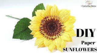 How to make paper sunflower from crepe paper- DIY Craft Tutorial